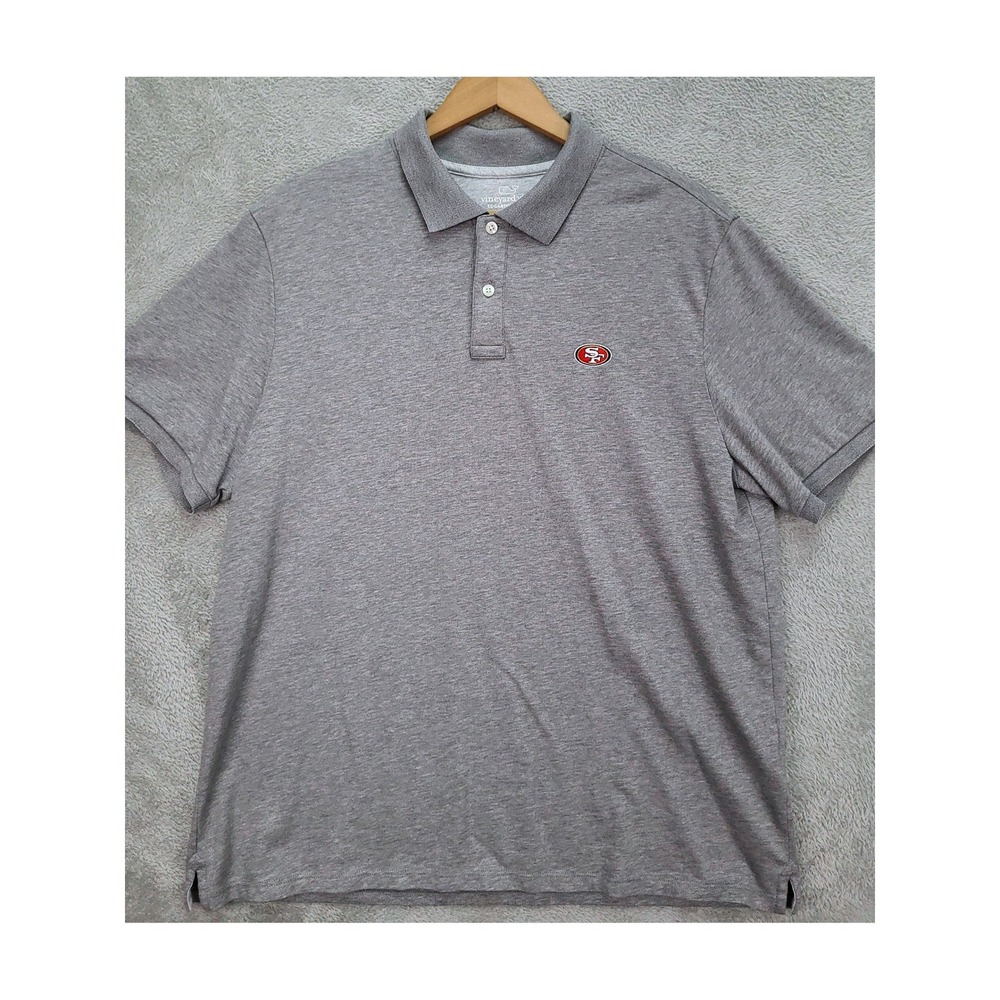 San Francisco 49ers Vineyard Vines Edgartown Polo Gray Mens Large Short‎ Sleeve